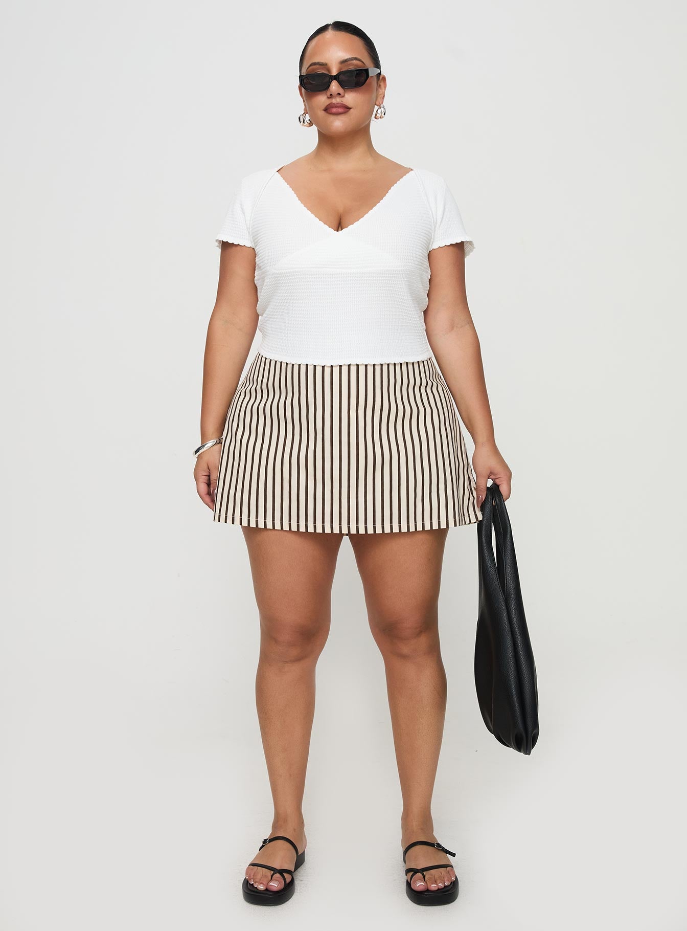 Gigi Skort Beige Stripe Curve-Oh Mollys