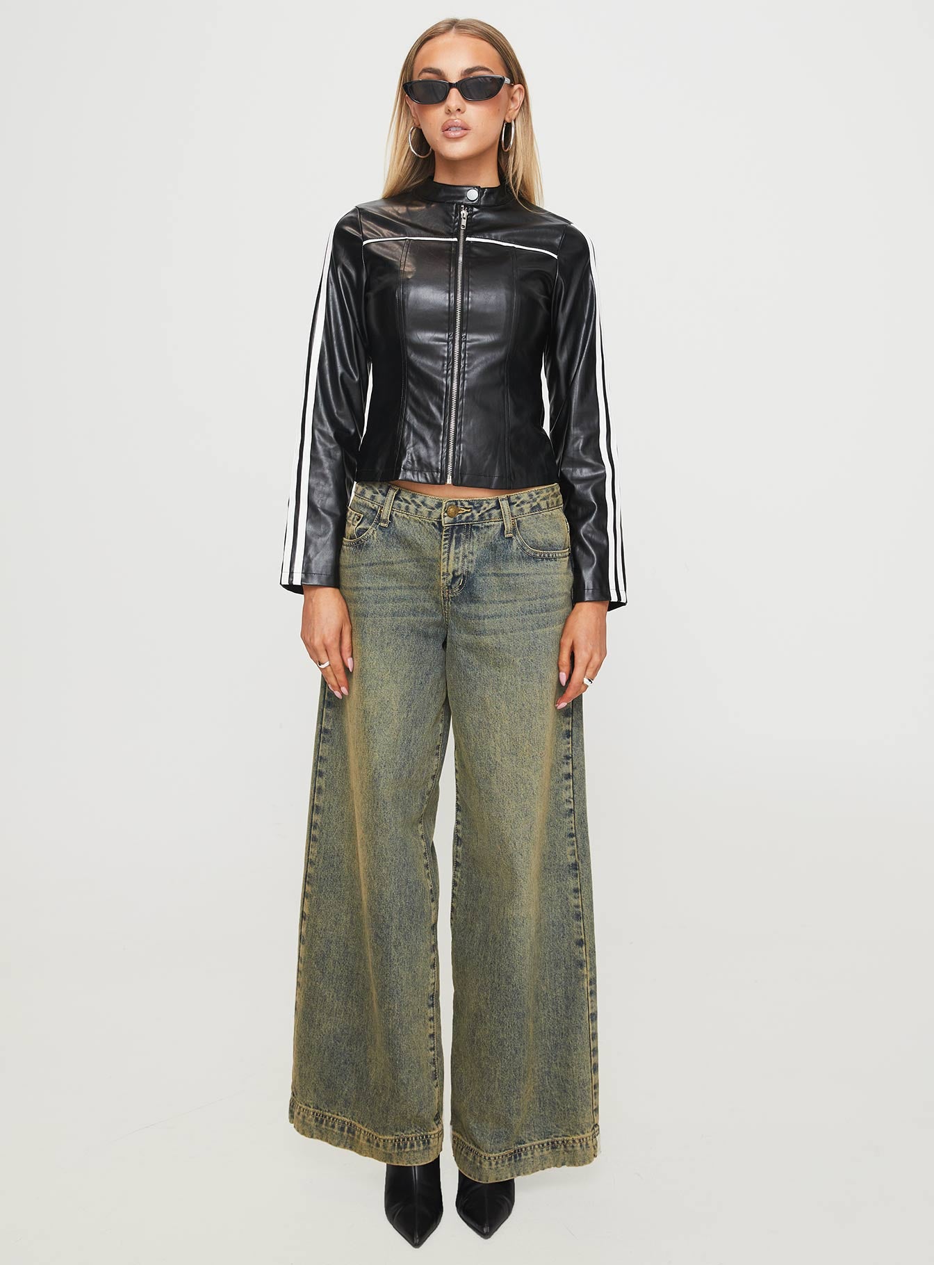 Lowgan Faux Leather Jacket Black-Oh Mollys