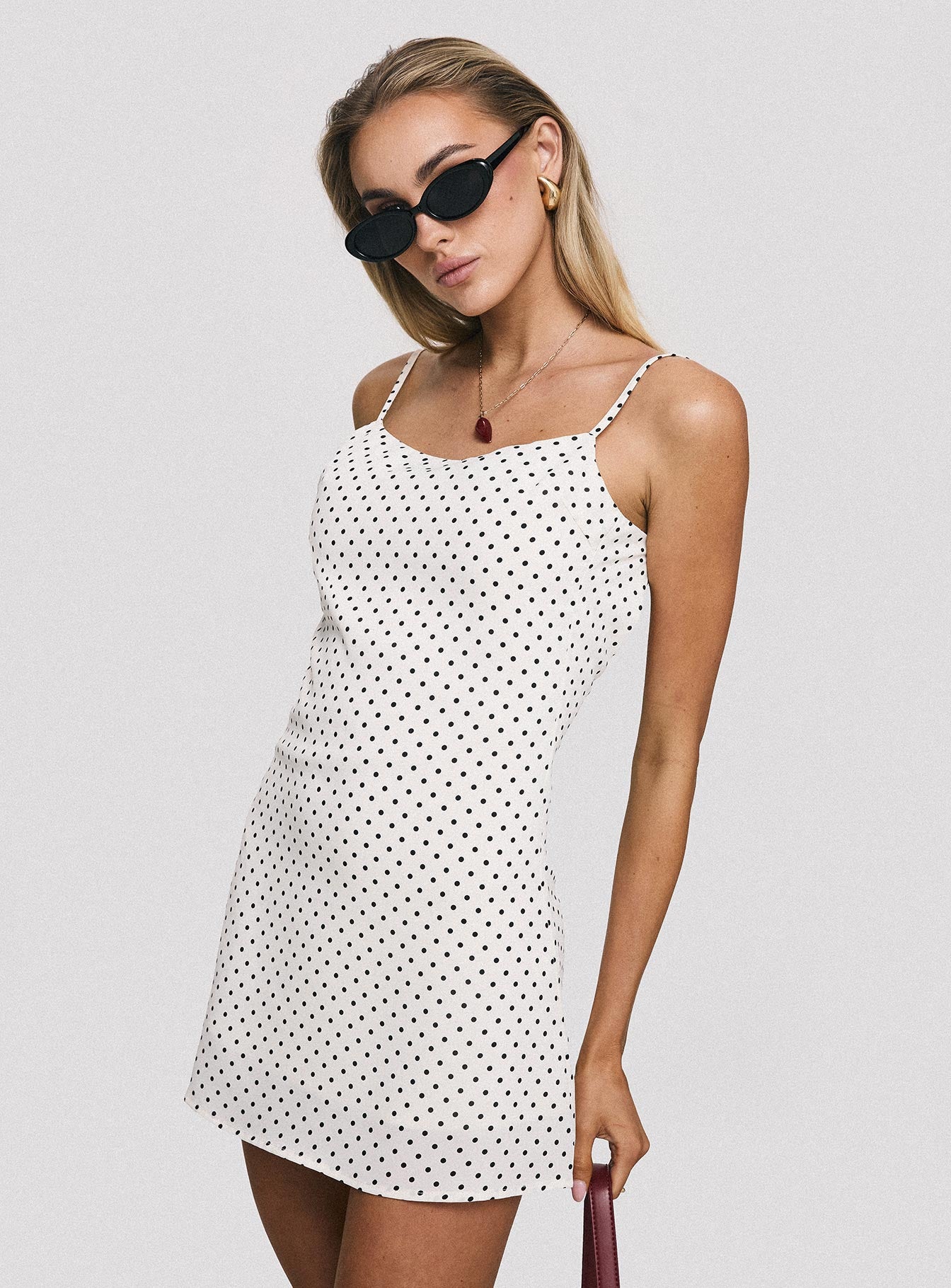 Cookie Mini Dress White Polka Dot-Oh Mollys