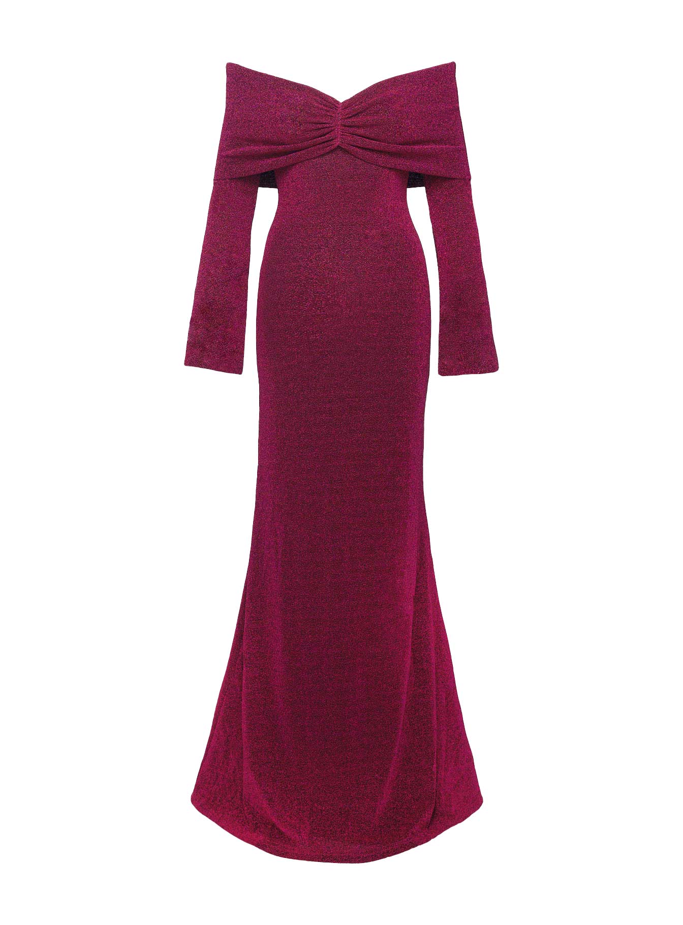 Cecilia Off The Shoulder Maxi Dress Wine-Oh Mollys
