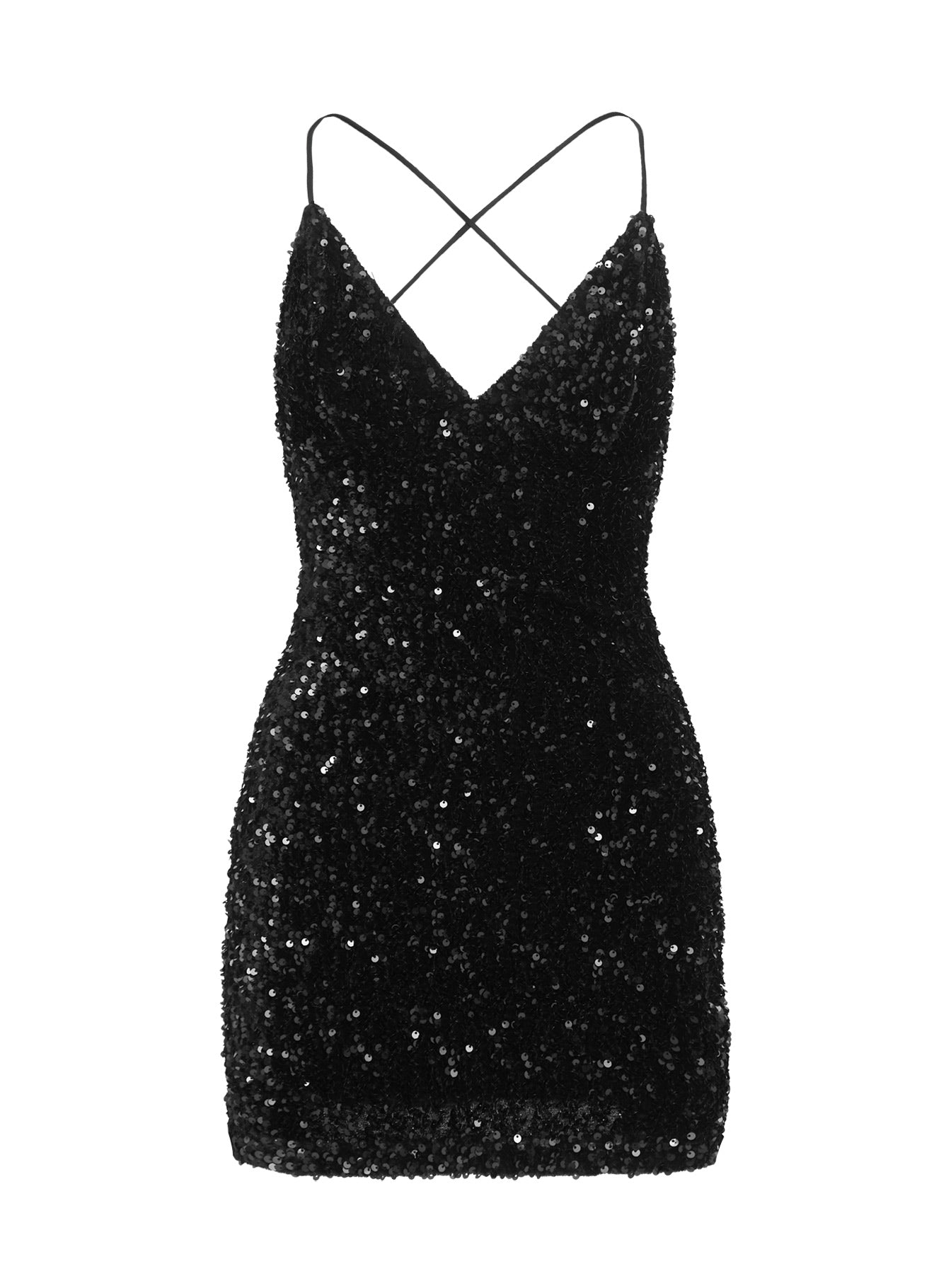 Charlette Sparkle Mini Dress Black-Oh Mollys