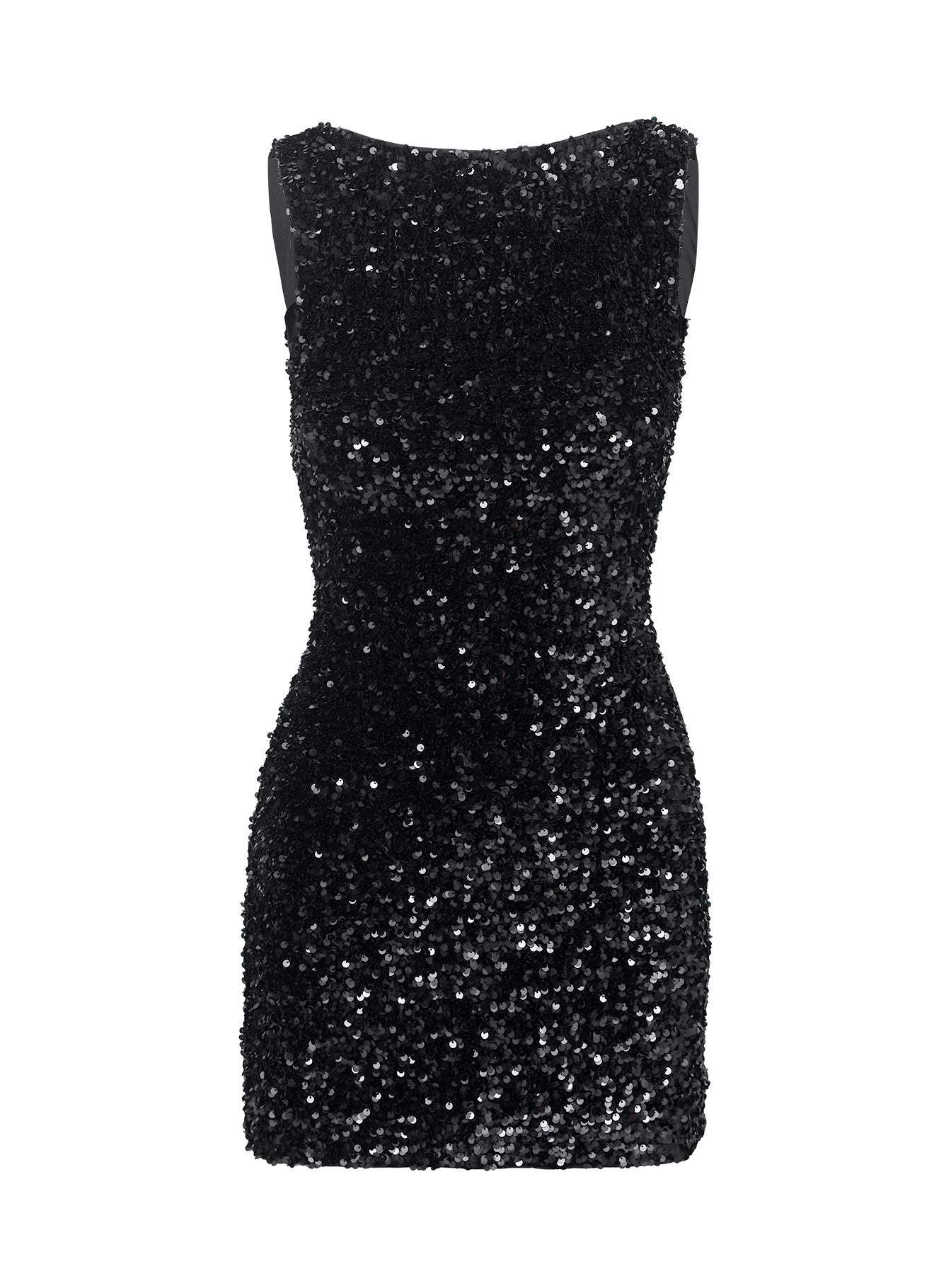 Cinematic Sequin Mini Dress Black-Oh Mollys