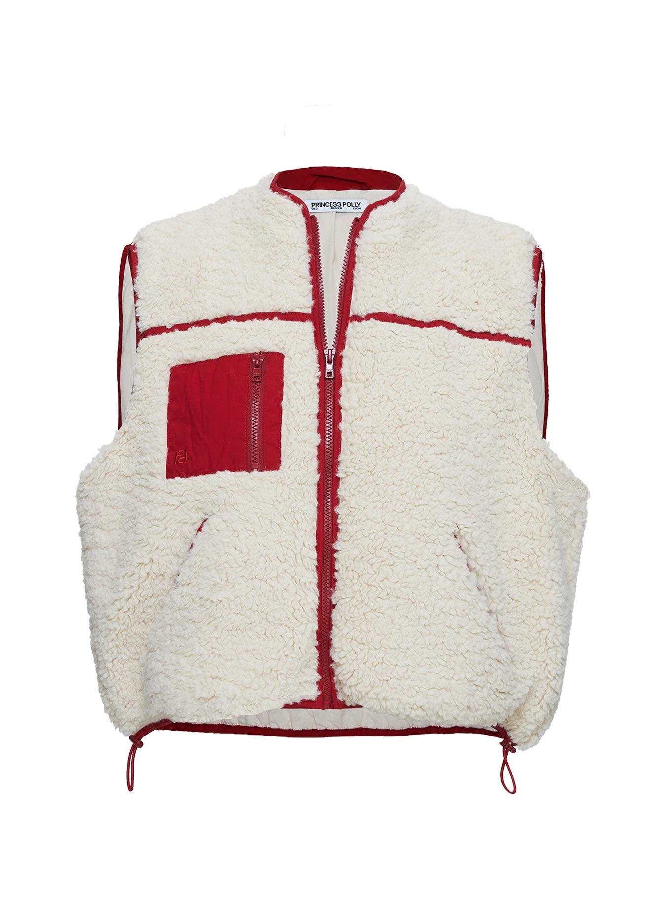 Senna Sherling Vest Jacket Cream / Red-Oh Mollys