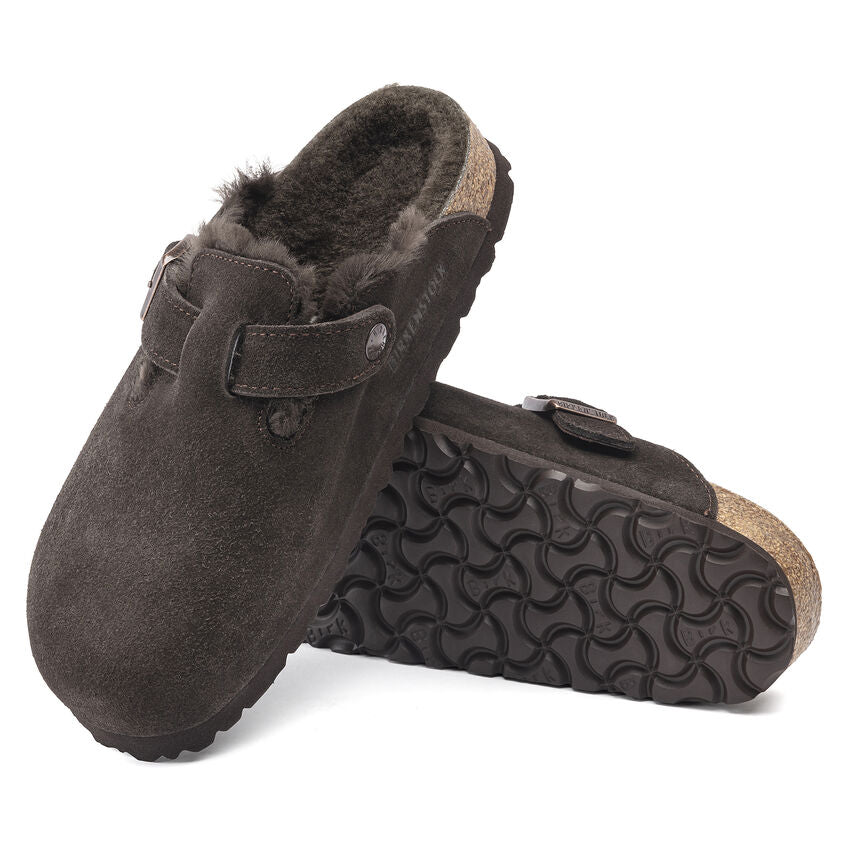Birkenstock Unisex Boston Shearling Zamsz Skóra - Mocha