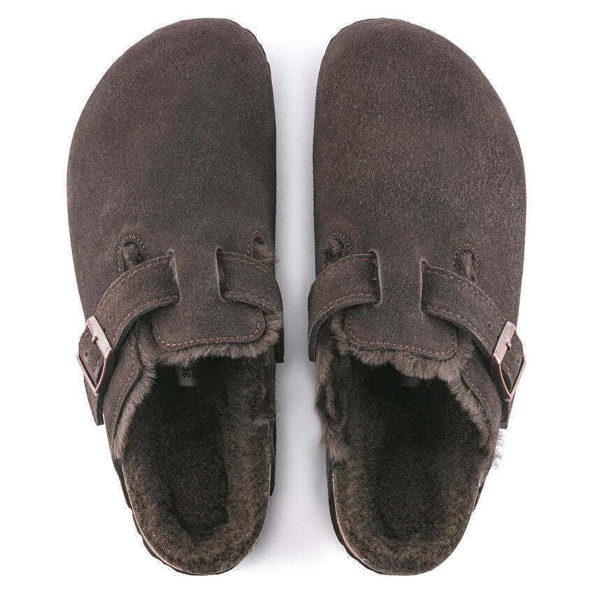 Birkenstock Unisex Boston Shearling Zamsz Skóra - Mocha