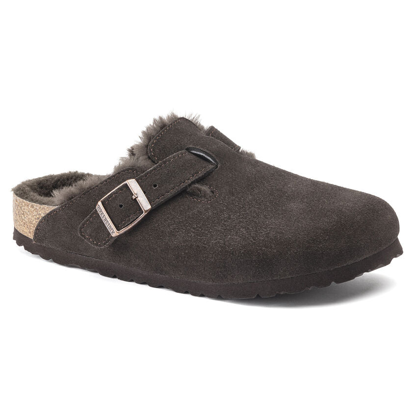 Birkenstock Unisex Boston Shearling Zamsz Skóra - Mocha
