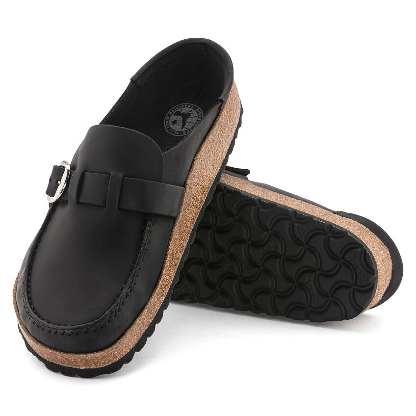 Birkenstock Damskie Klapki Buckley Oiled Leather Clog - Czarne