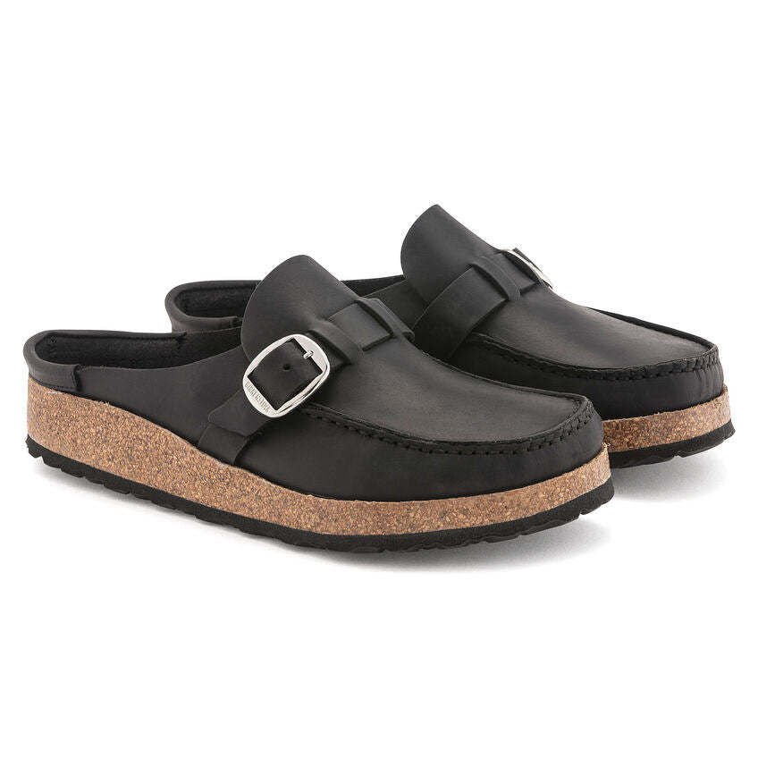 Birkenstock Damskie Klapki Buckley Oiled Leather Clog - Czarne