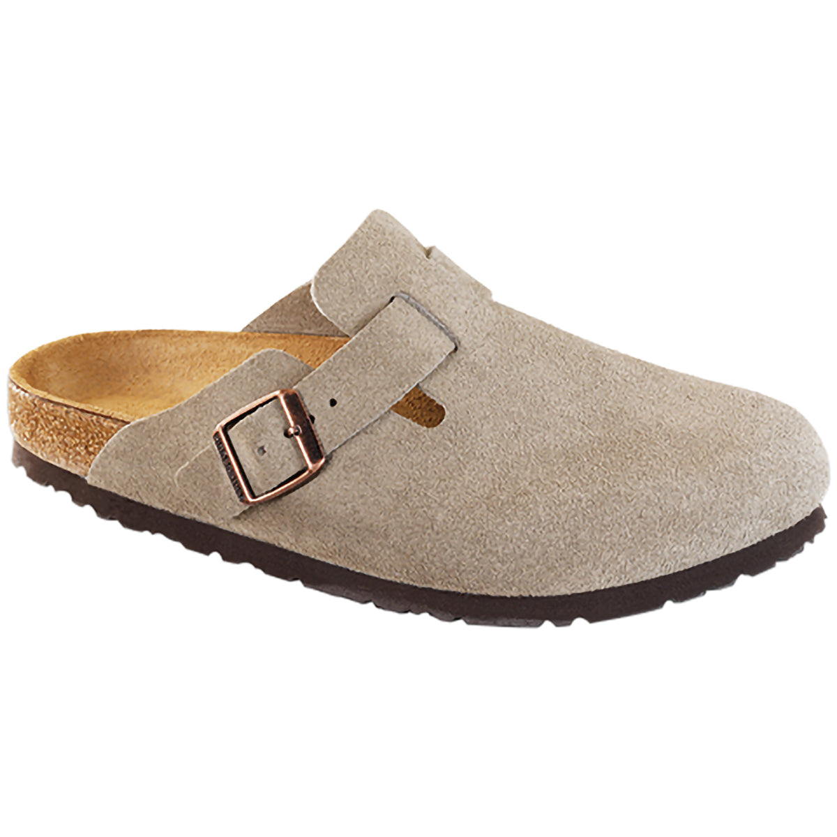 Birkenstock Boston Soft Footbed - skóra zamszowa w kolorze taupe