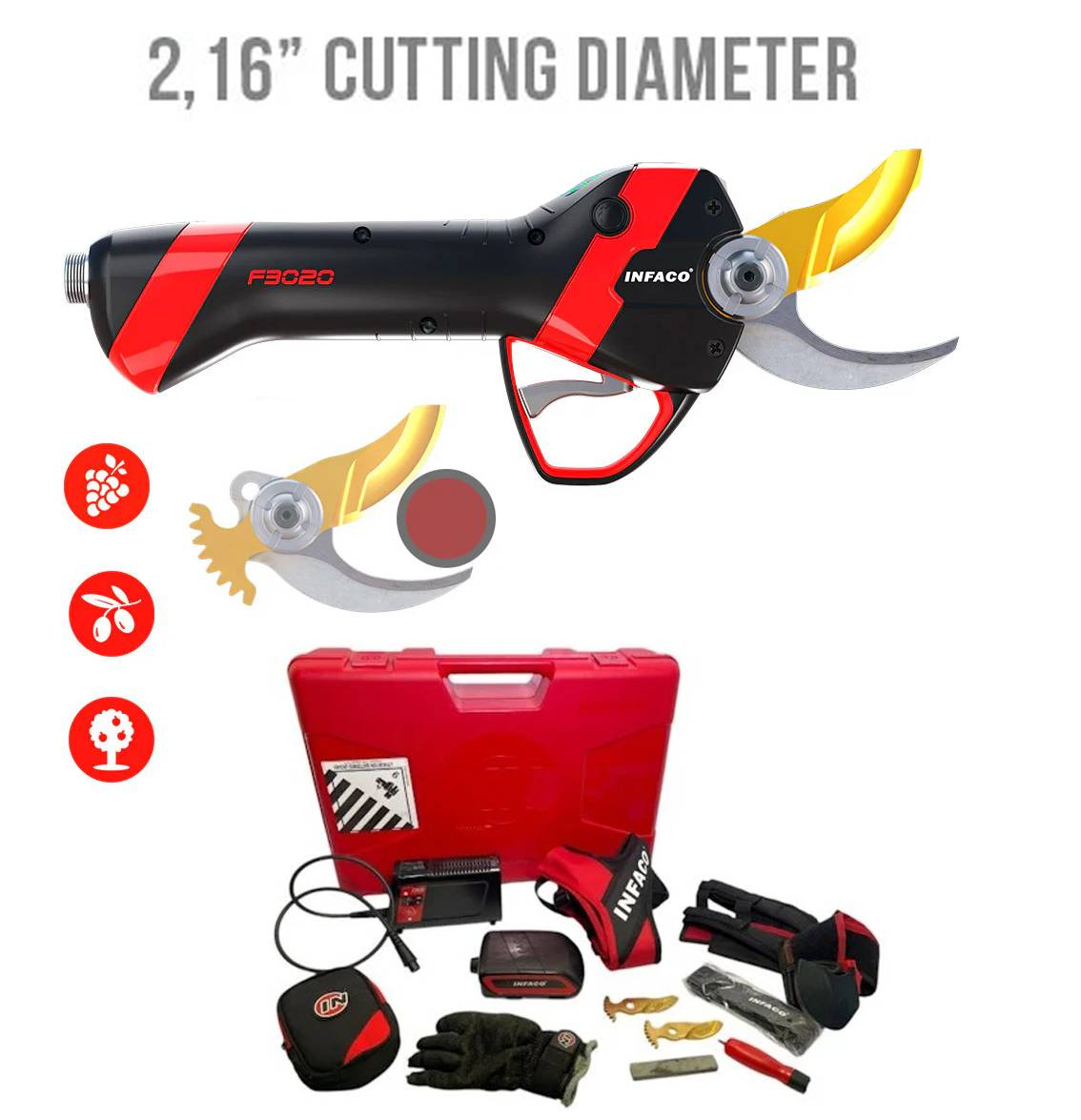 [-75% zniżki] INFACO F3020 Profesjonalne nożyce do przycinania zasilane akumulatorowo