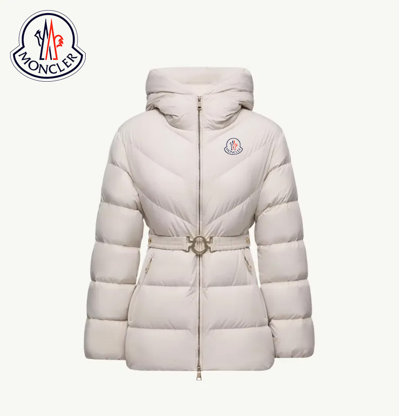 Kurze Daunenjacke aus gestepptem Brosse-Twill mit Kapuze