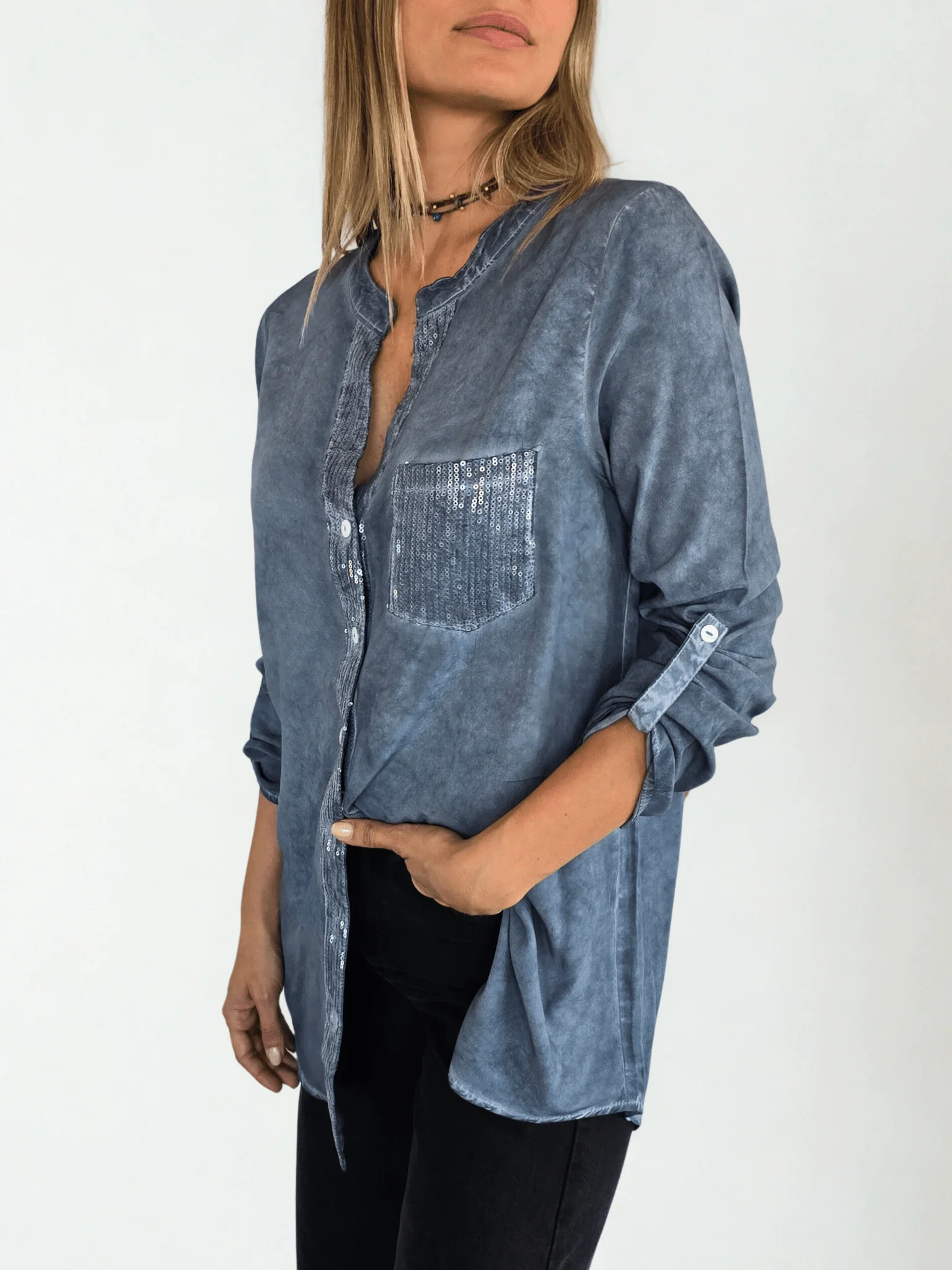 Women's Shiny Long-Sleeved Shirt