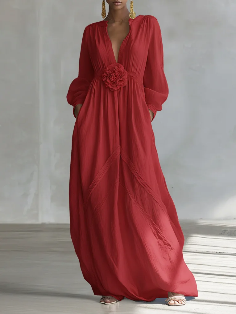 Elegant Linen Maxi Dress