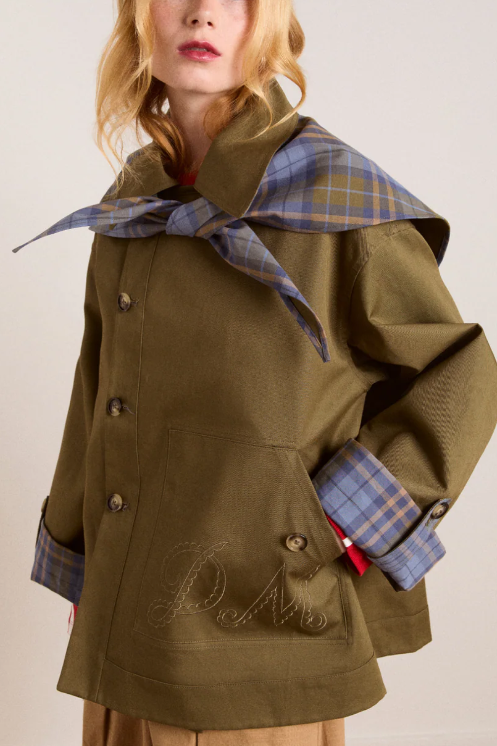 Reversible Jerry Crop Trench Coat - Olive