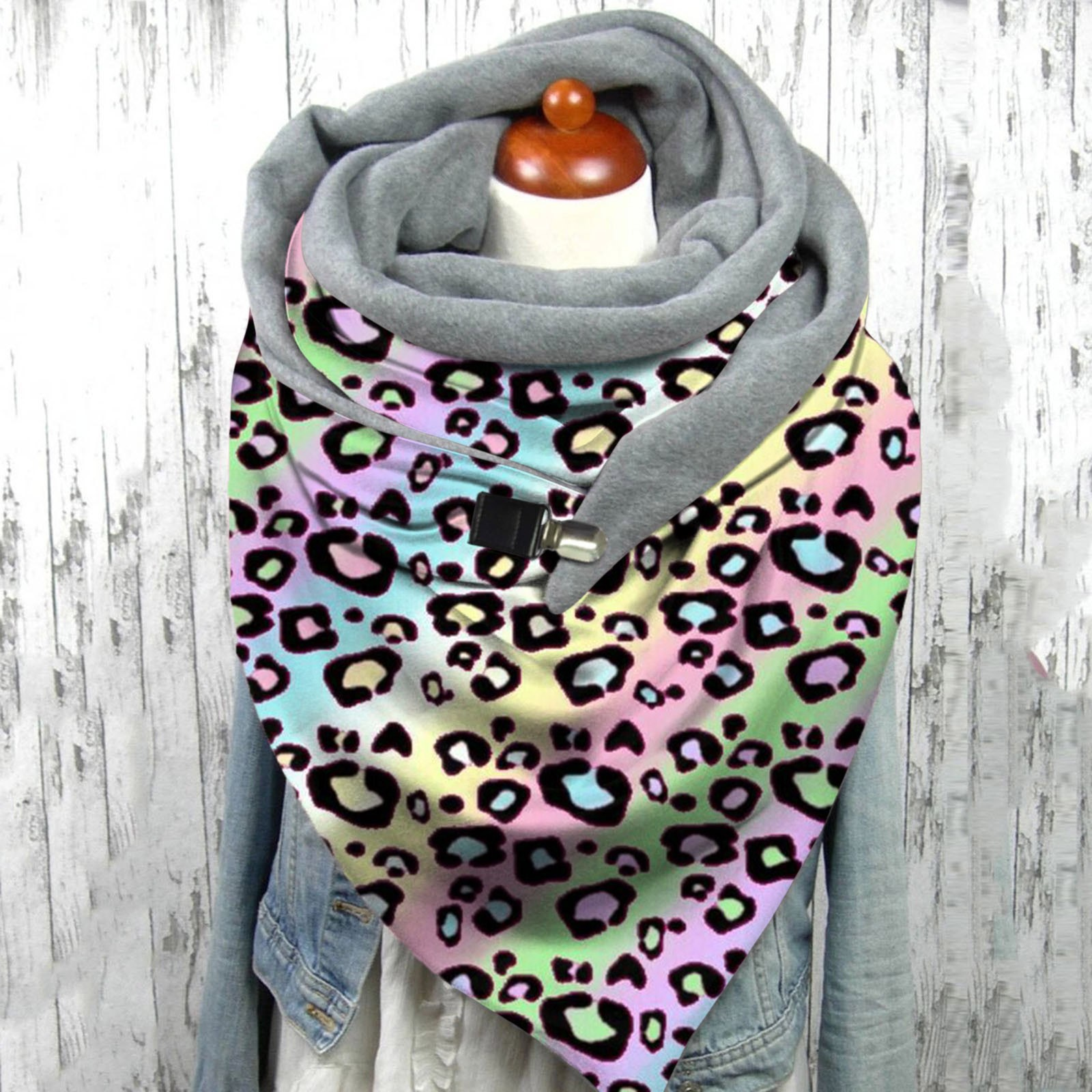 Women's Western Cowboy Colorful Leopard Print Warm Neck Hood Warm Neck Cover 22 * 100com