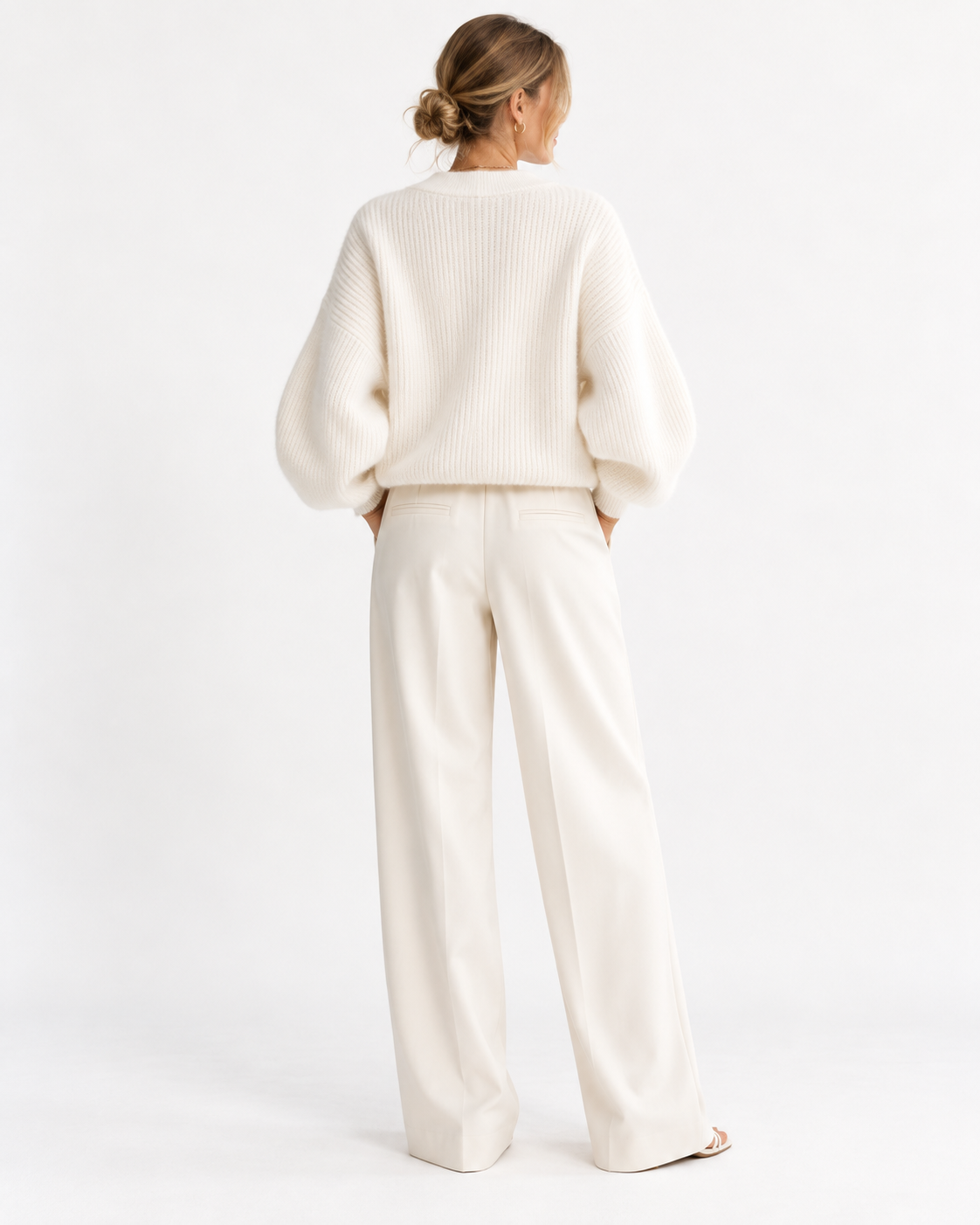 Women's Soft Knit V-Neck Cardigan & Wide-Leg Pants Set