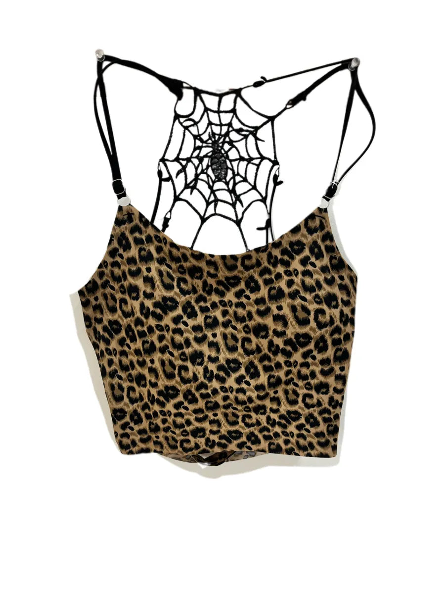 'Trapped Girl' Grunge Soft Goth Spider Web Cami Top