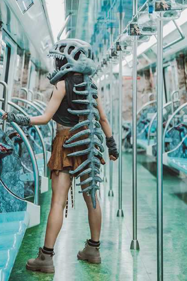 Dinosaur Keel Skeleton Plush Headgear