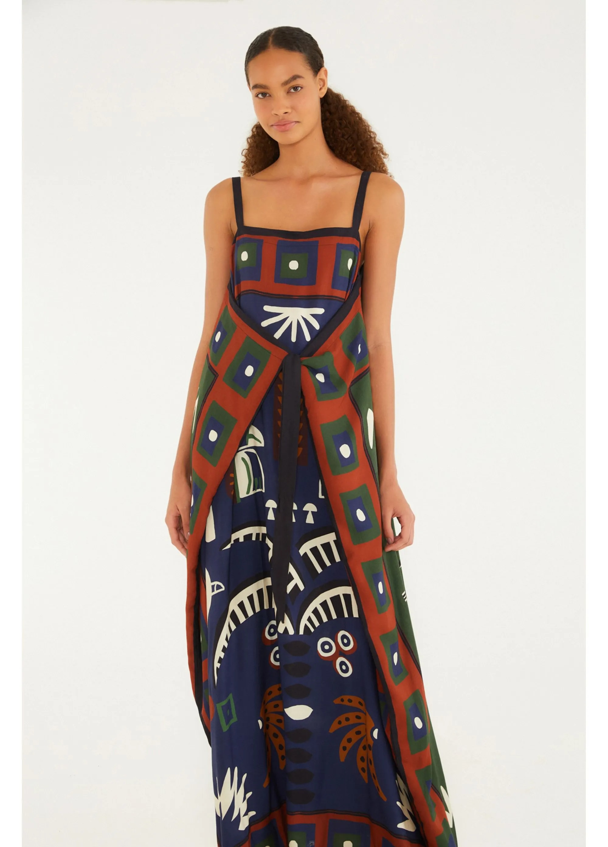 Scarf Print Midi Dress