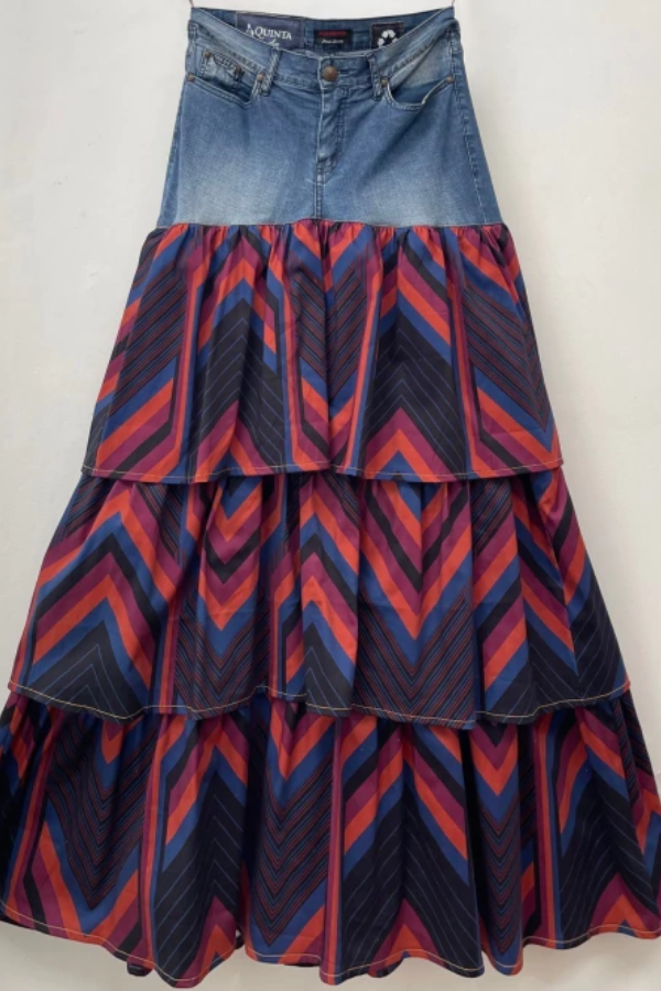 Denim Patchwork Skirt