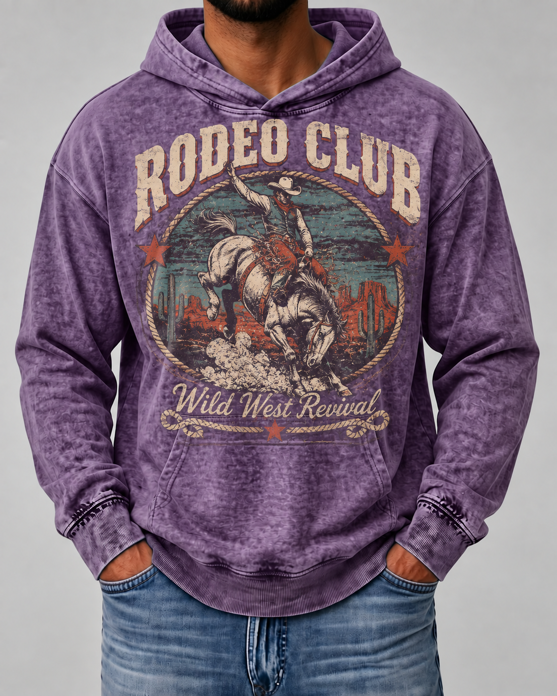 Men's Vintage Rodeo Club Graphic Mineral Wash Hoodie