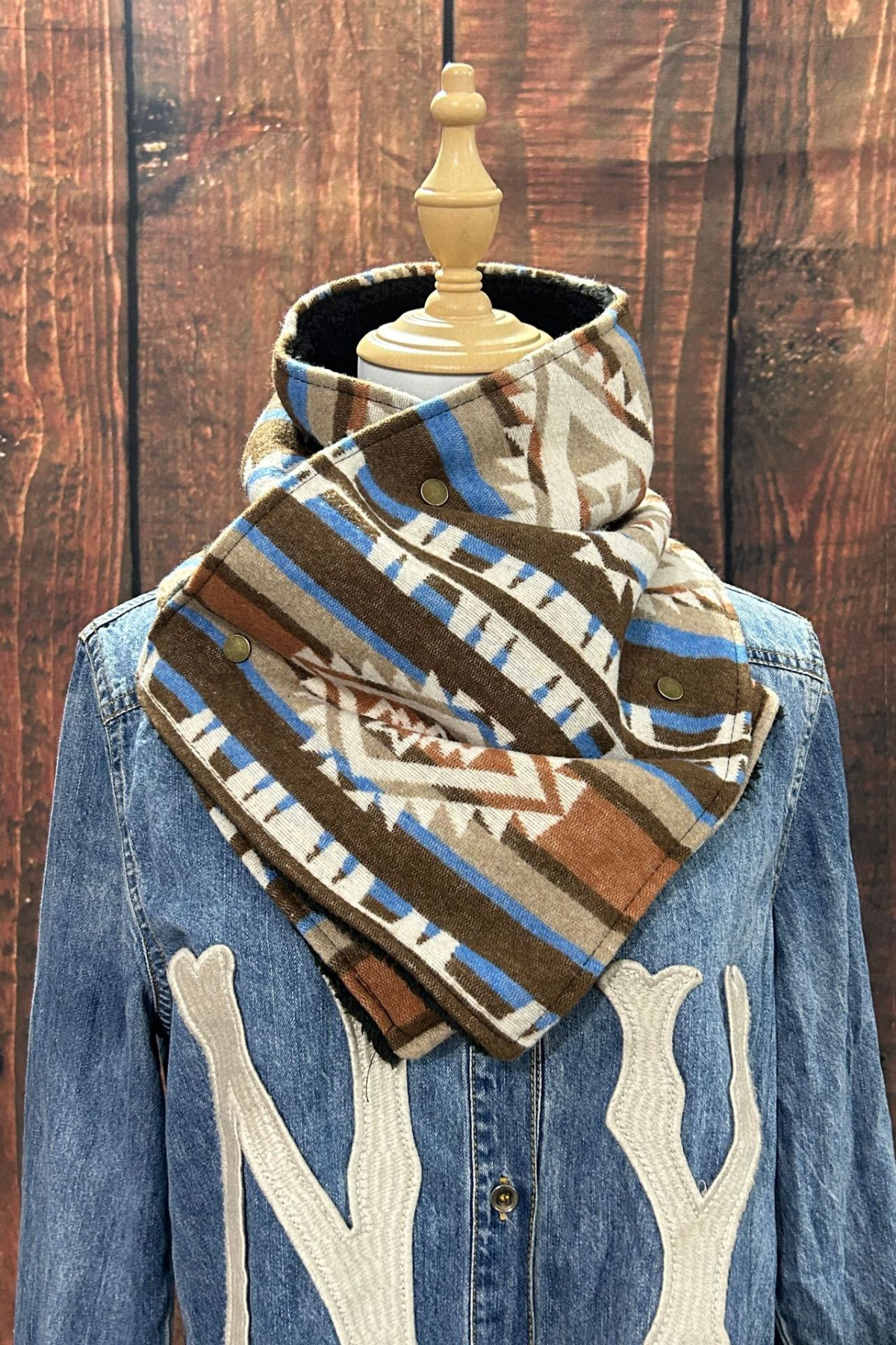 Women's Western Cowboy Aztec Warm Neck Hood