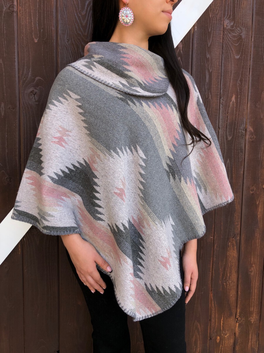 "Stylish Aztec"Western Pattern Poncho ( Pink )