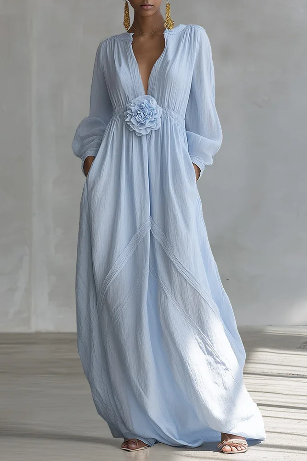 Elegant Linen Maxi Dress