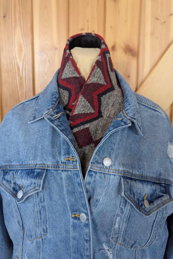 Women's Simple Western Denim Warm Scarf 