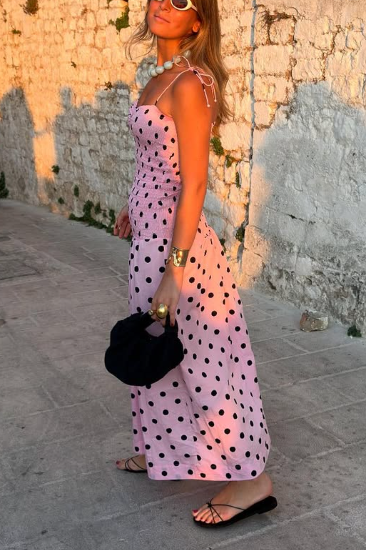 Shirred Drop Hem Maxi Dress