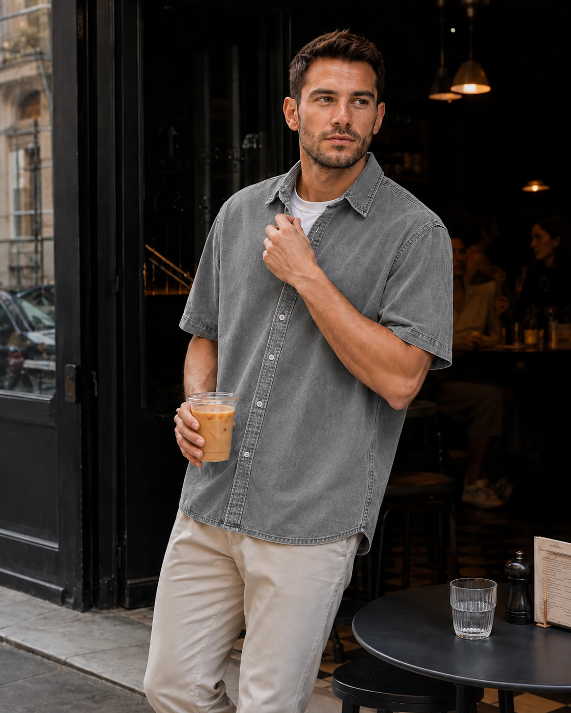 Men's Vintage-Washed Short-Sleeve Shirt