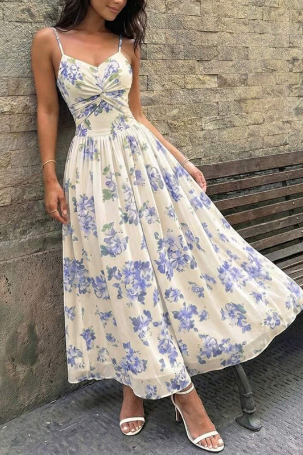New Arrival Twist-Front Floral Maxi Dress