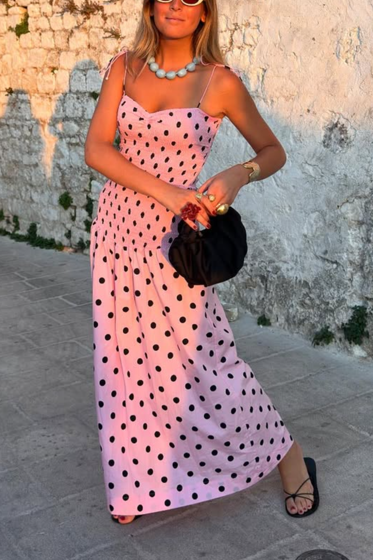 Shirred Drop Hem Maxi Dress