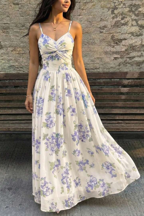 New Arrival Twist-Front Floral Maxi Dress