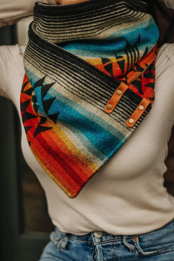 Women's Western Multicolor Cowboy Warm Neck Hood