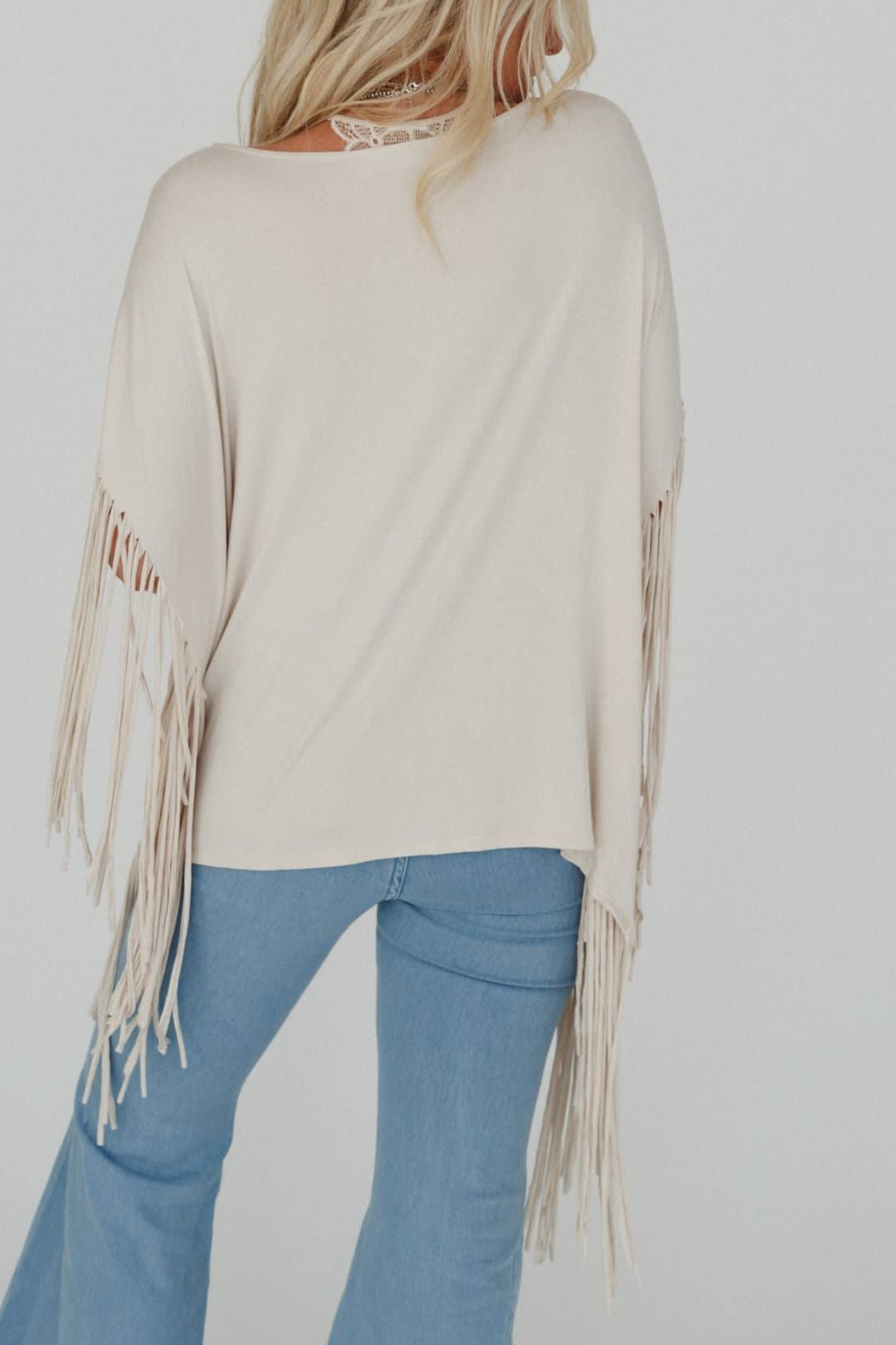Fringed Bat-Sleeve Top
