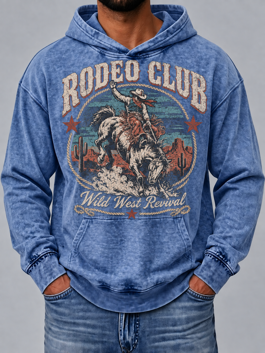 Men's Vintage Rodeo Club Graphic Mineral Wash Hoodie