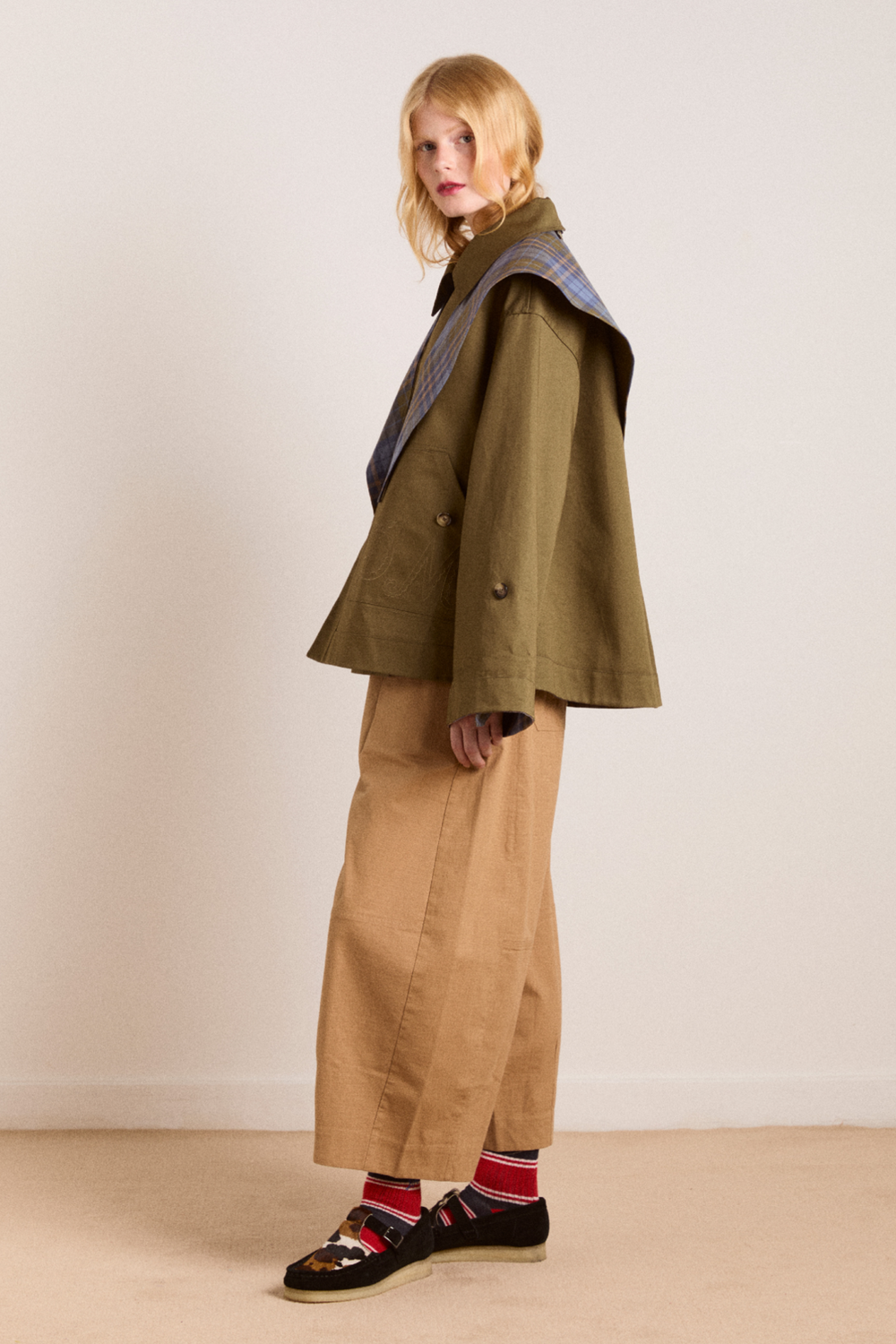 Reversible Jerry Crop Trench Coat - Olive