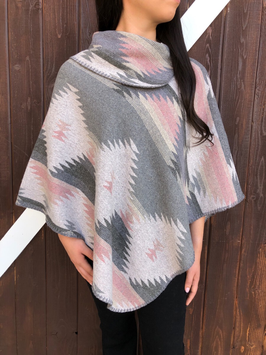 "Stylish Aztec"Western Pattern Poncho ( Pink )