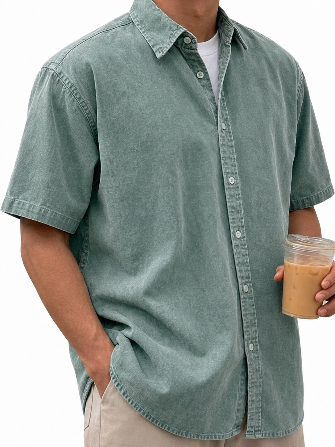 Men's Vintage-Washed Short-Sleeve Shirt