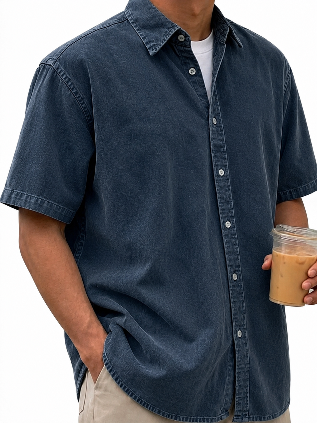 Men's Vintage-Washed Short-Sleeve Shirt