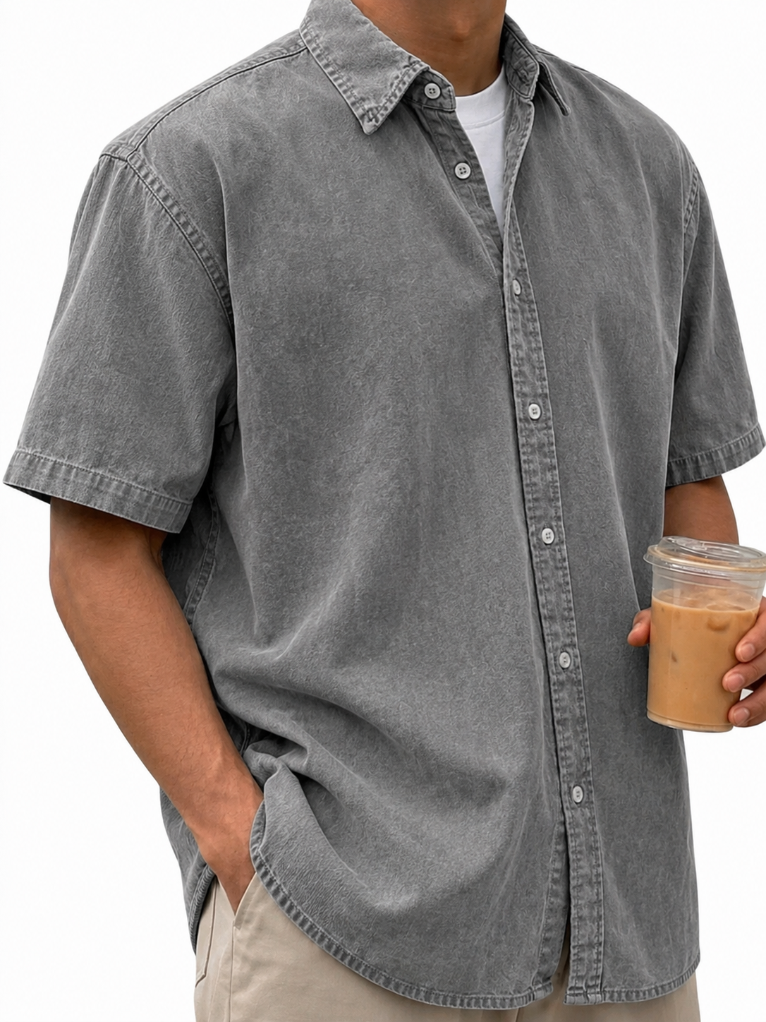Men's Vintage-Washed Short-Sleeve Shirt