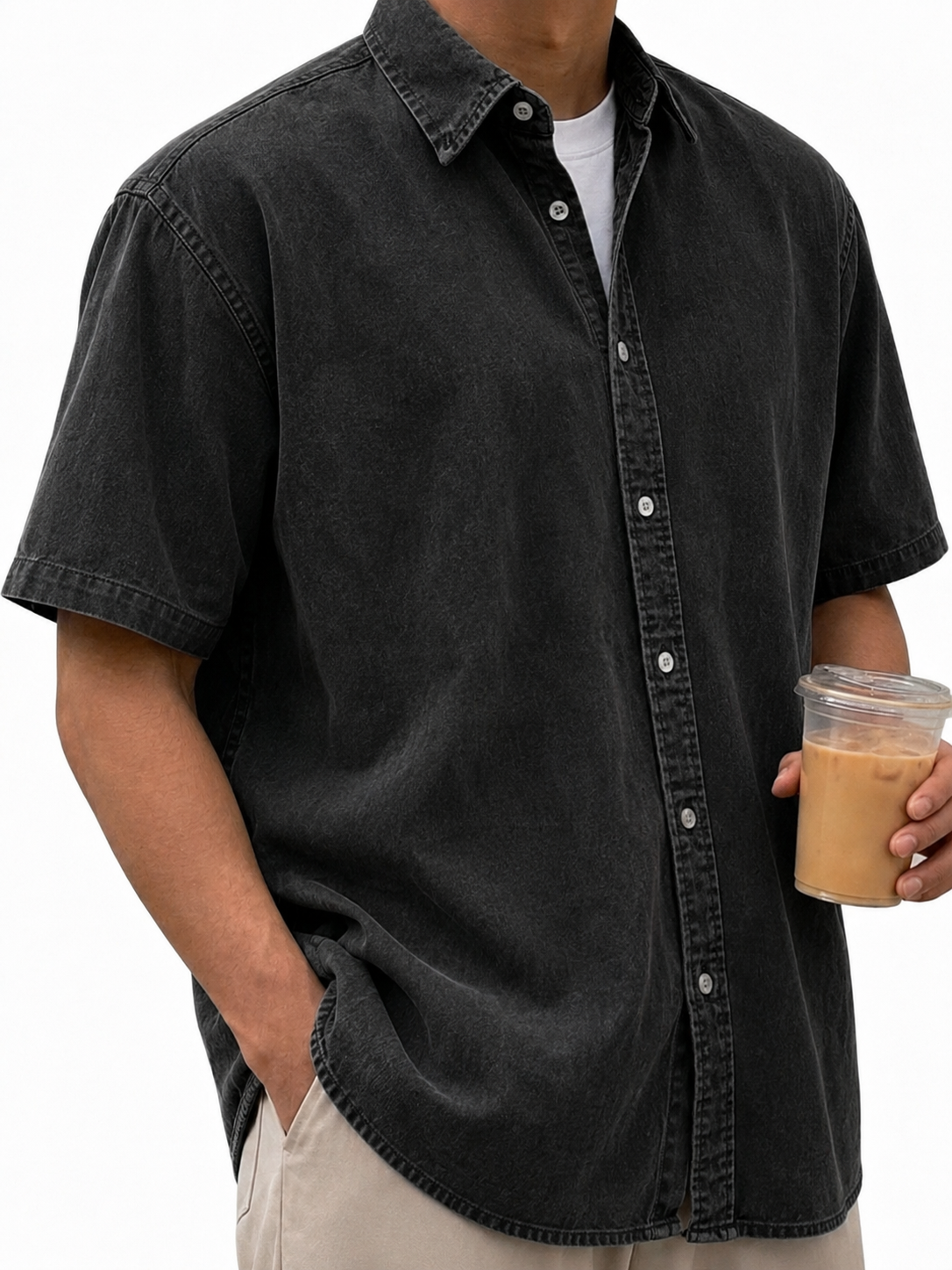 Men's Vintage-Washed Short-Sleeve Shirt