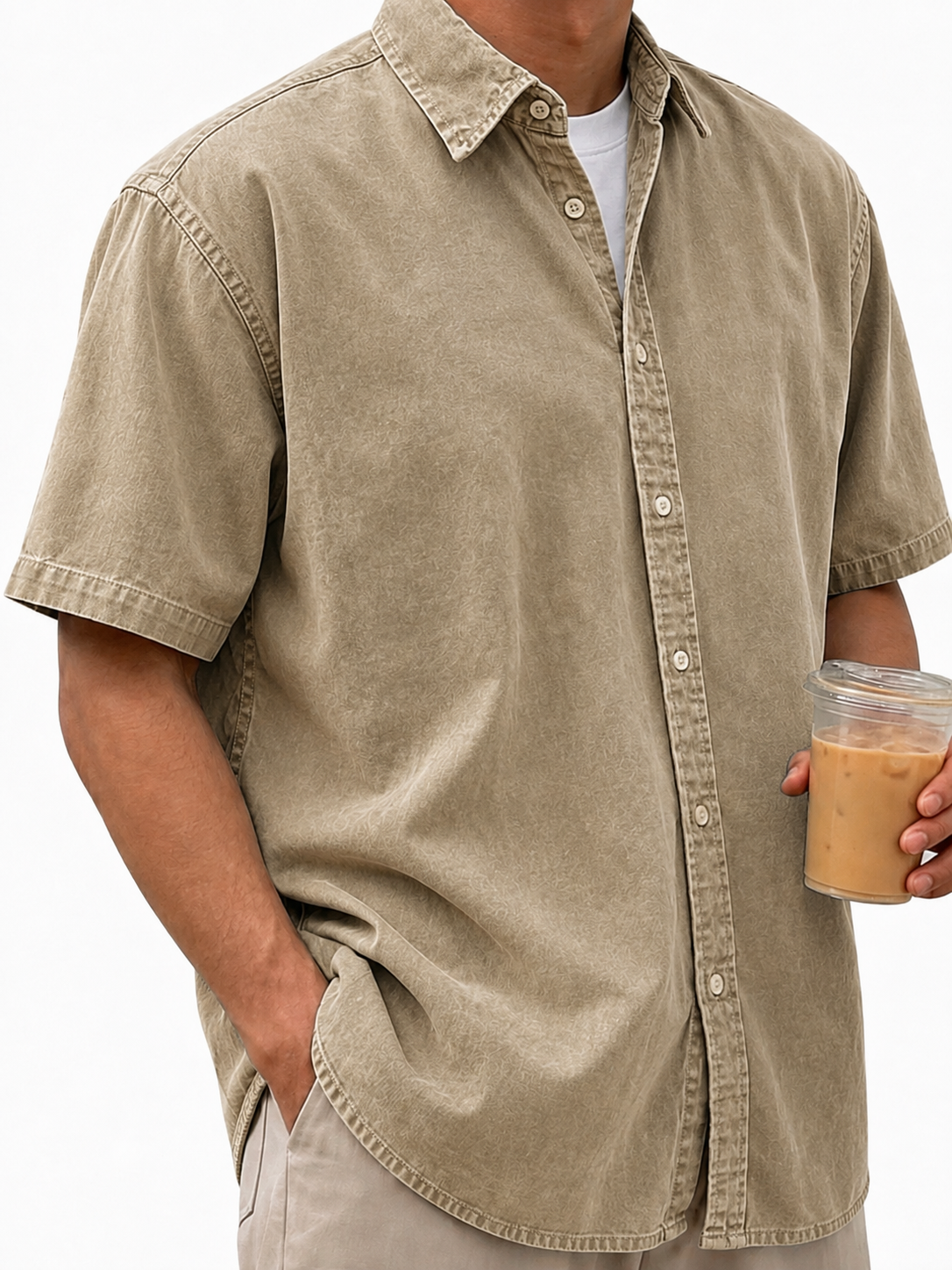Men's Vintage-Washed Short-Sleeve Shirt