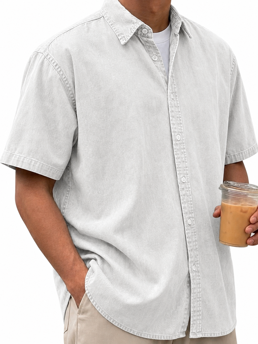 Men's Vintage-Washed Short-Sleeve Shirt