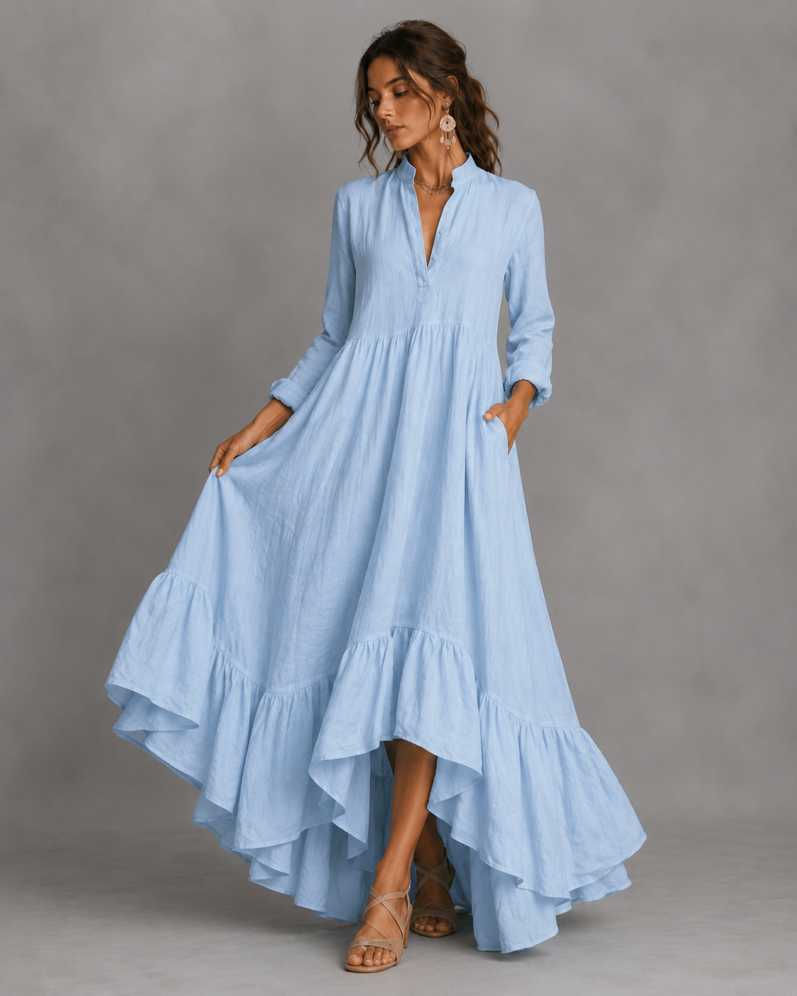 Elegant Linen Maxi Dress
