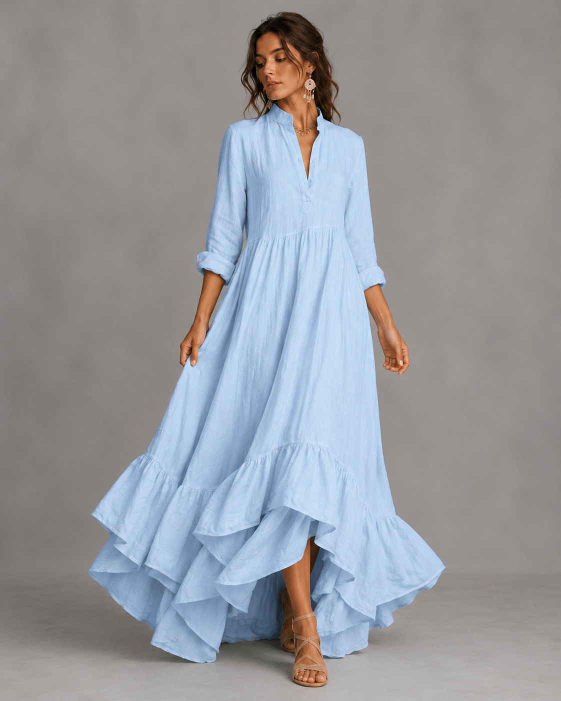 Elegant Linen Maxi Dress