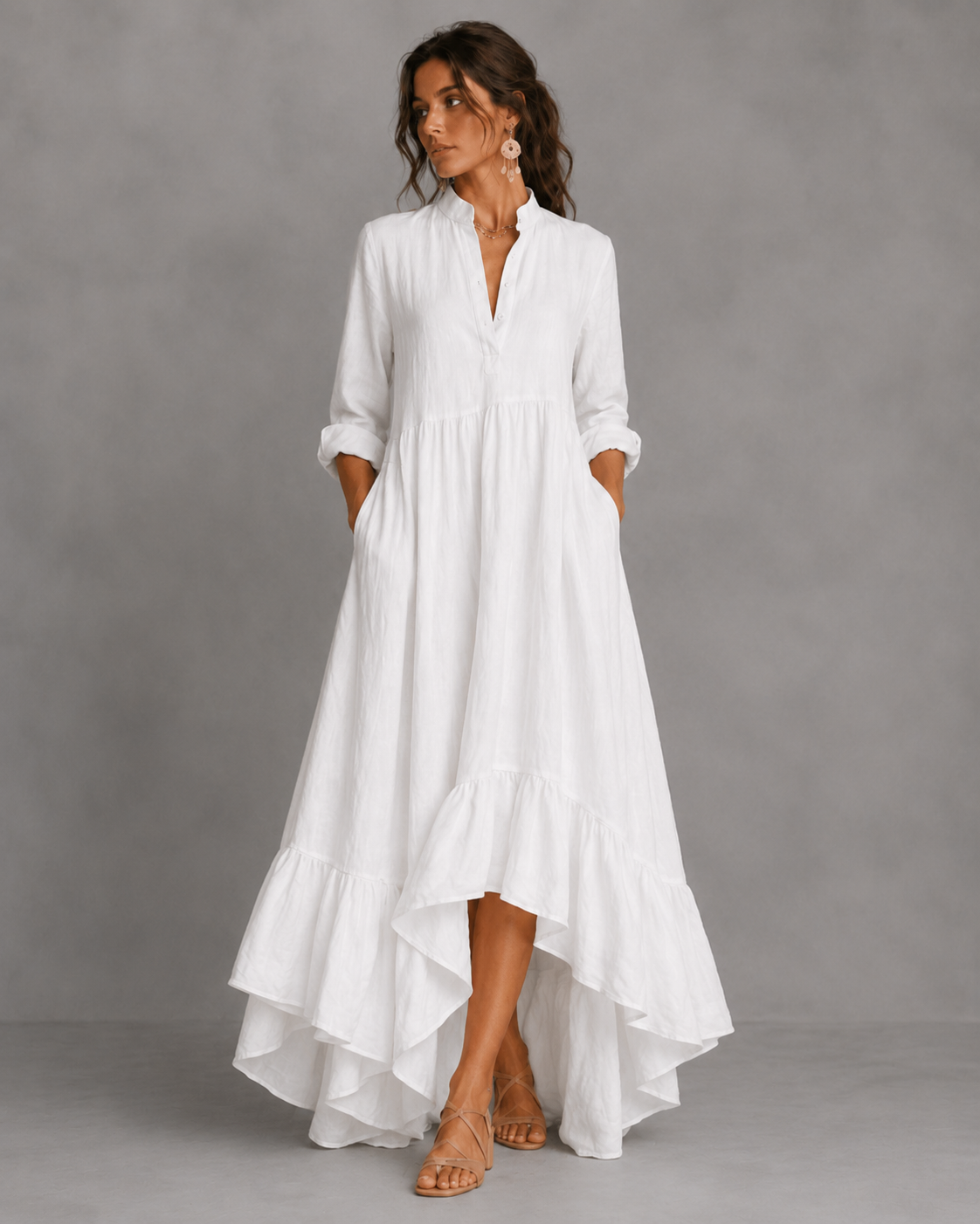 Elegant Linen Maxi Dress