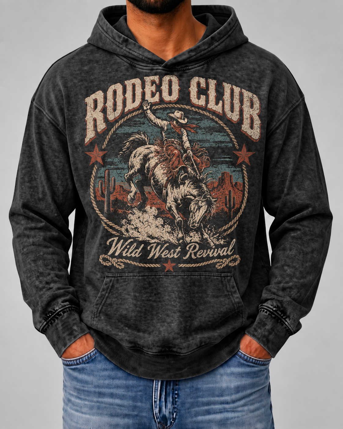 Men's Vintage Rodeo Club Graphic Mineral Wash Hoodie