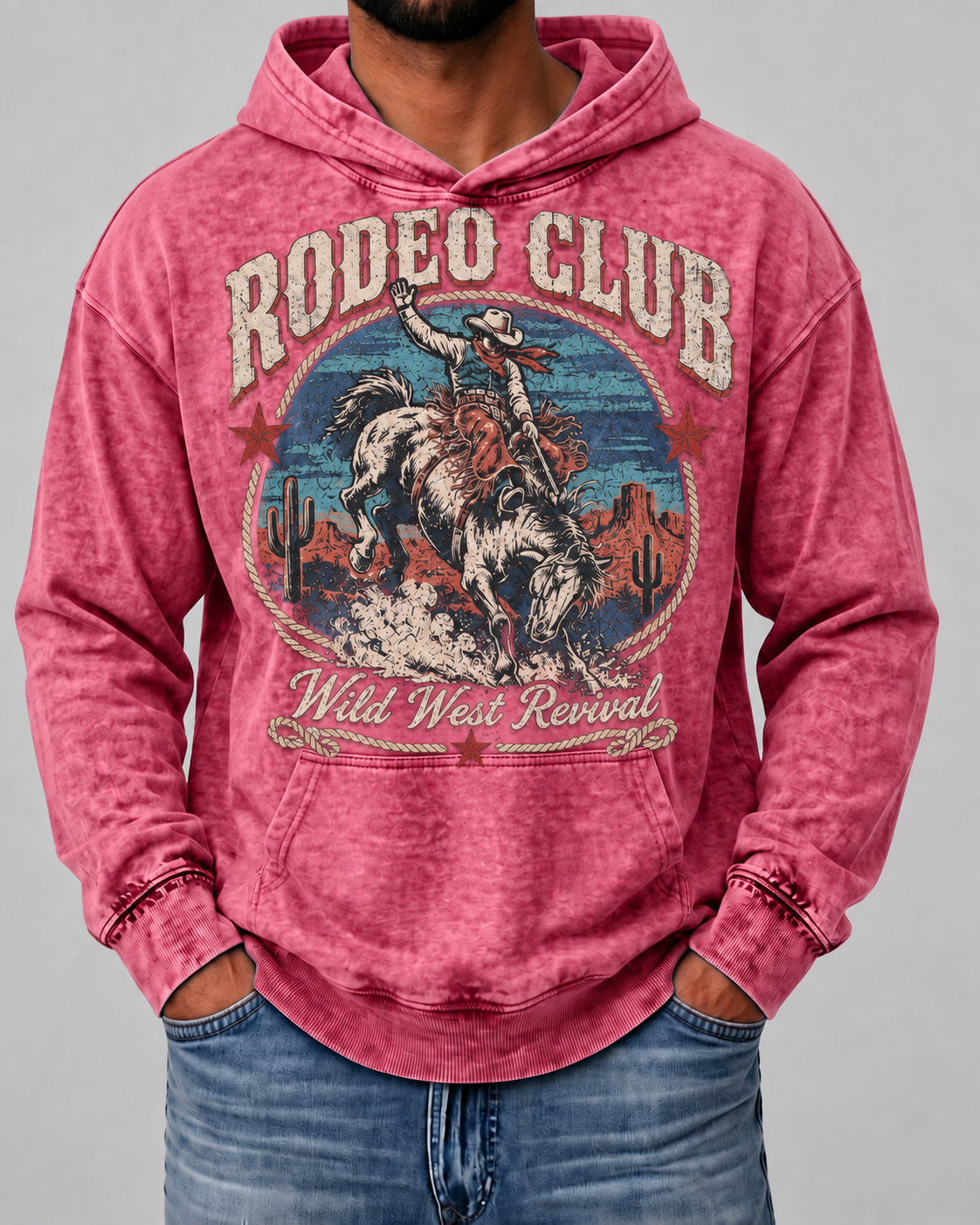 Men's Vintage Rodeo Club Graphic Mineral Wash Hoodie